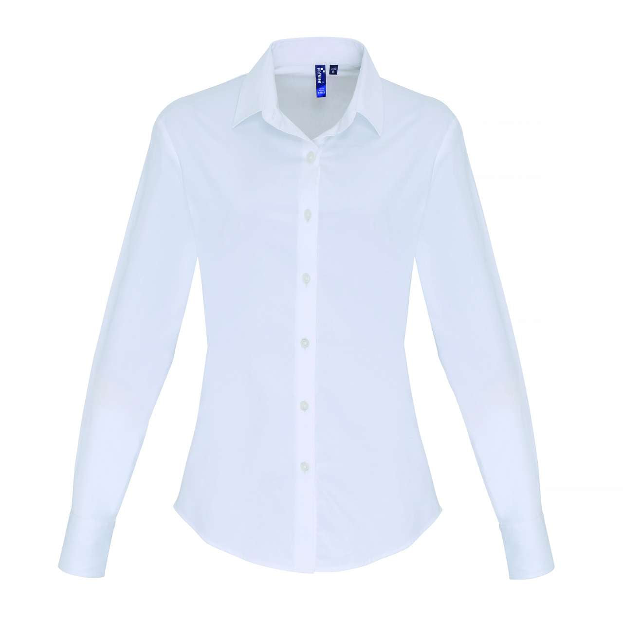 WOMEN'S STRETCH-FIT COTTON POPLIN LONG SLEEVE SHIRT - White - colorimageurl