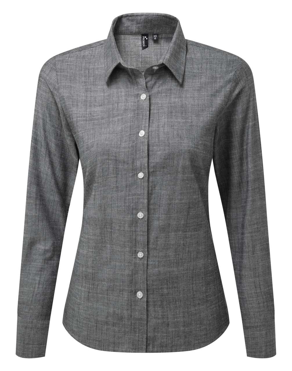 WOMEN'S COTTON SLUB CHAMBRAY LONG SLEEVE SHIRT - Grey - Main