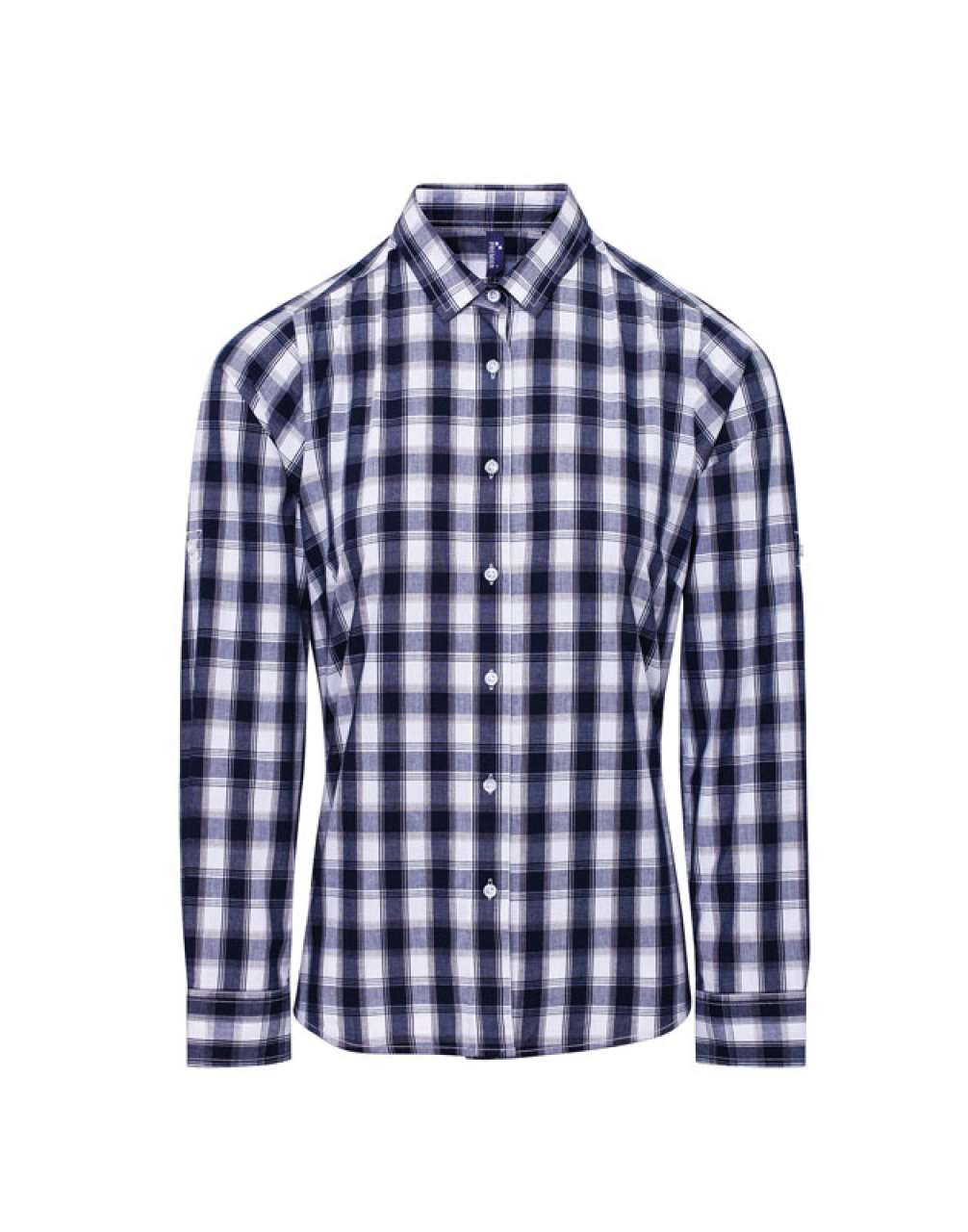'MULLIGAN' CHECK - WOMEN'S LONG SLEEVE COTTON SHIRT - White/Navy - Additional