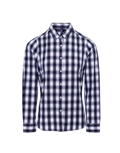 'MULLIGAN' CHECK - WOMEN'S LONG SLEEVE COTTON SHIRT - White/Navy - Additional