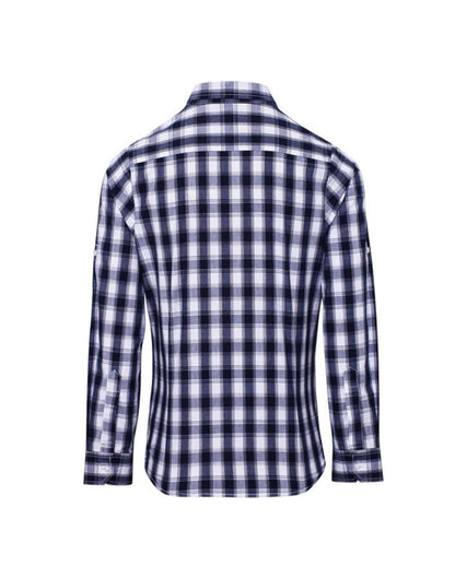 'MULLIGAN' CHECK - WOMEN'S LONG SLEEVE COTTON SHIRT - White/Navy - Main