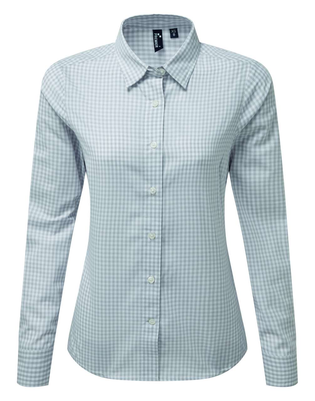 'MAXTON' CHECK WOMEN'S LONG SLEEVE SHIRT - Silver/White - Main
