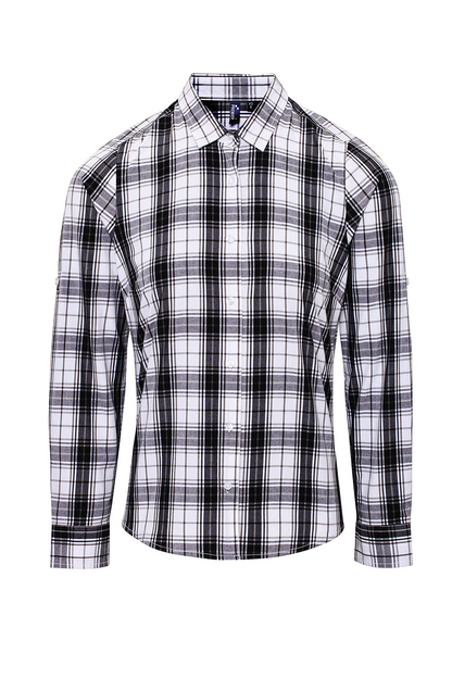 'GINMILL' CHECK - WOMEN'S LONG SLEEVE COTTON SHIRT - Black/White - Model