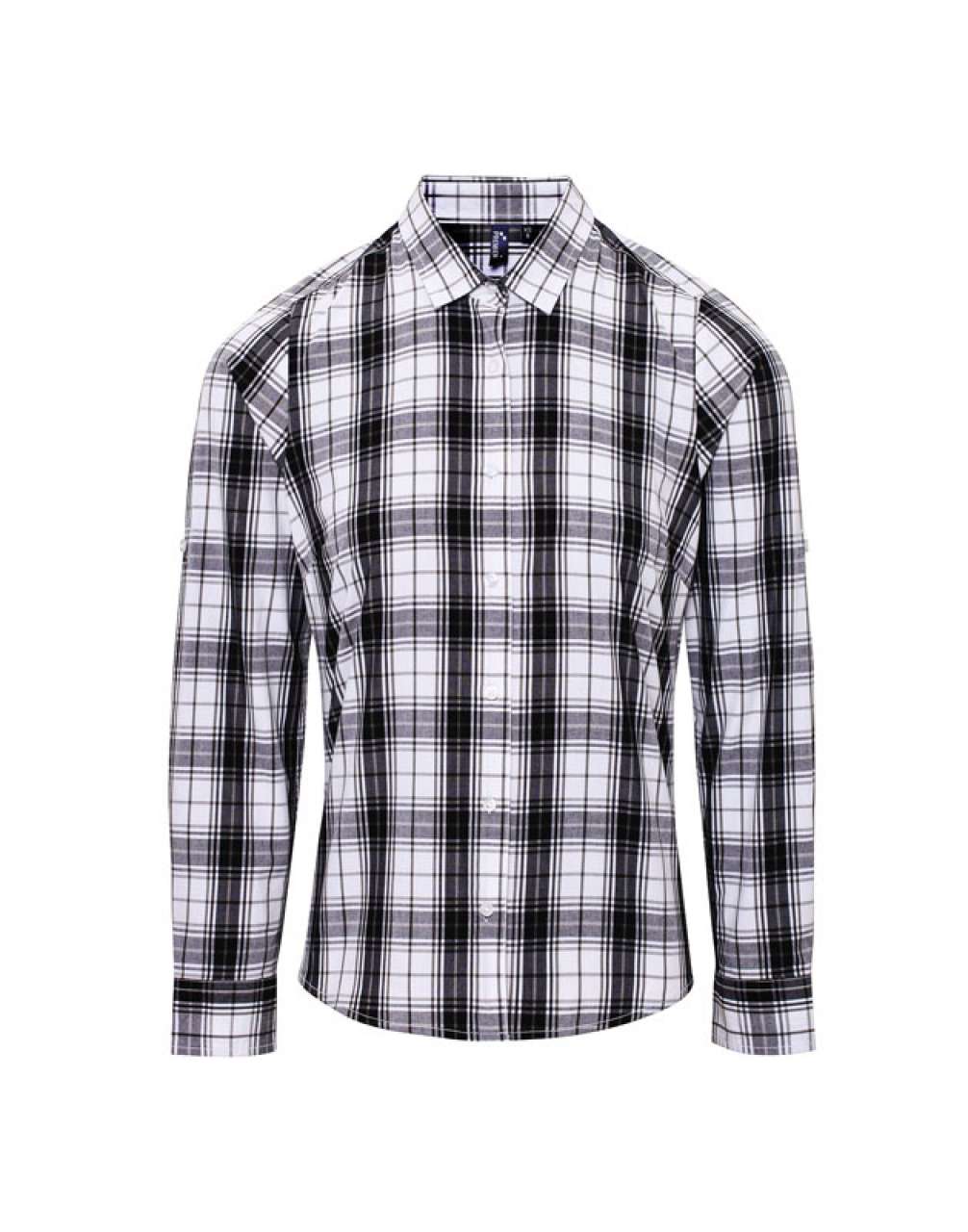 'GINMILL' CHECK - WOMEN'S LONG SLEEVE COTTON SHIRT - Black/White - Additional