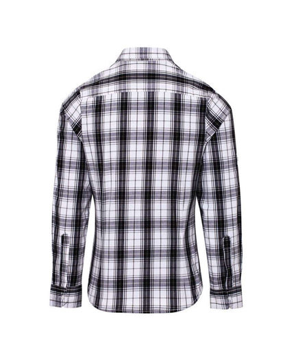 'GINMILL' CHECK - WOMEN'S LONG SLEEVE COTTON SHIRT - Black/White - Additional