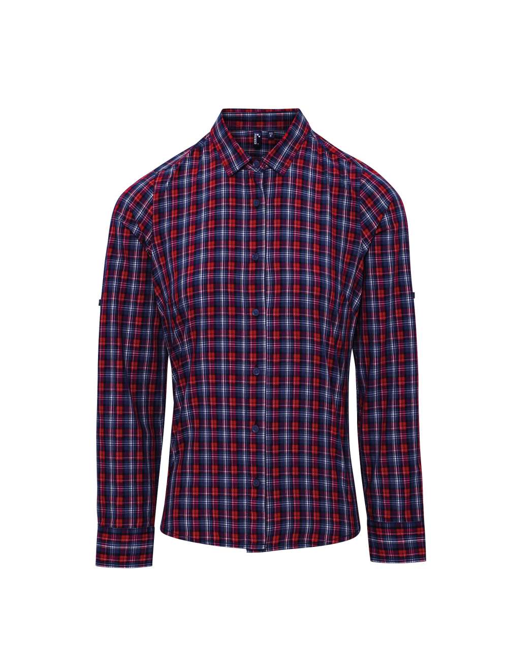 'SIDEHILL' CHECK - WOMEN'S LONG SLEEVE COTTON SHIRT - Navy/Red - Model