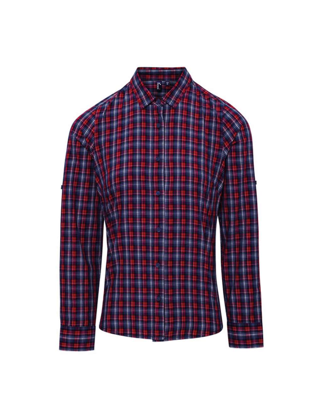 'SIDEHILL' CHECK - WOMEN'S LONG SLEEVE COTTON SHIRT - Navy/Red - Main