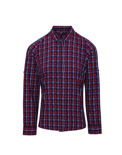 'SIDEHILL' CHECK - WOMEN'S LONG SLEEVE COTTON SHIRT - Navy/Red - Main