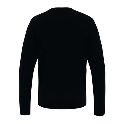 'ESSENTIAL' ACRYLIC MEN'S V-NECK SWEATER - Black - colorimageurl