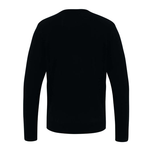 'ESSENTIAL' ACRYLIC MEN'S V-NECK SWEATER - Black - colorimageurl