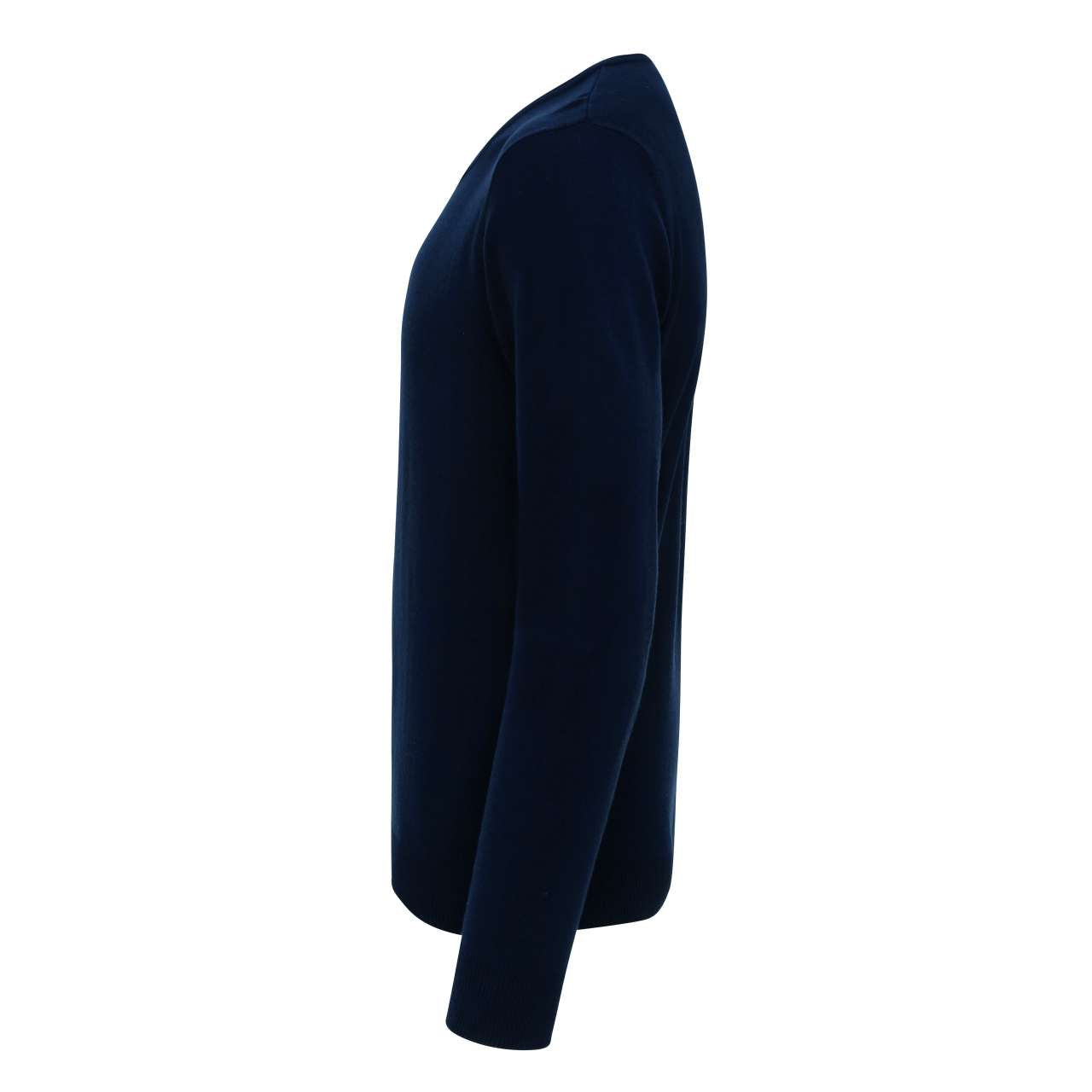 'ESSENTIAL' ACRYLIC MEN'S V-NECK SWEATER - Navy - colorimageurl