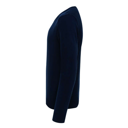 'ESSENTIAL' ACRYLIC MEN'S V-NECK SWEATER - Navy - colorimageurl