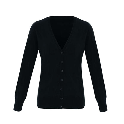 'ESSENTIAL' ACRYLIC WOMEN'S CARDIGAN - Black - colorimageurl