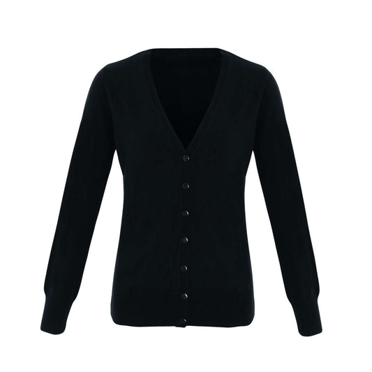 'ESSENTIAL' ACRYLIC WOMEN'S CARDIGAN - Black - colorimageurl