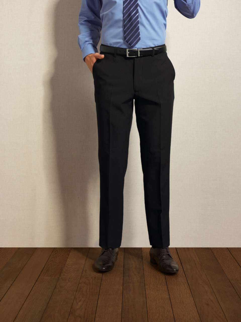 MEN’S TAILORED POLYESTER TROUSERS - Black - Additional