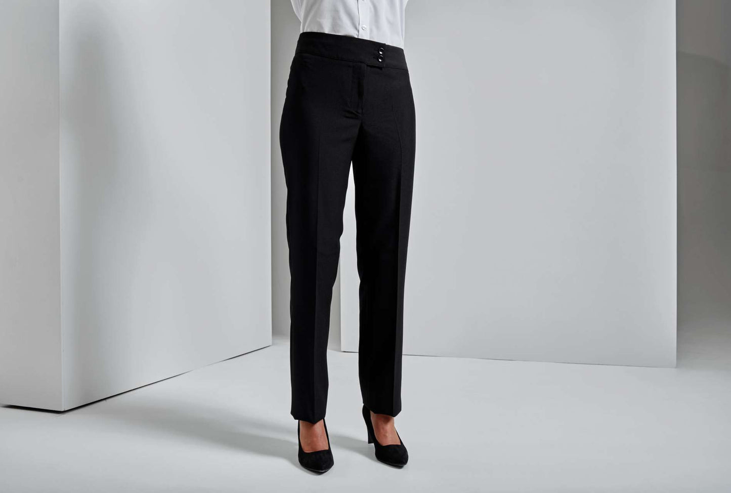 LADIES' 'IRIS' STRAIGHT LEG TROUSERS - Black - Additional