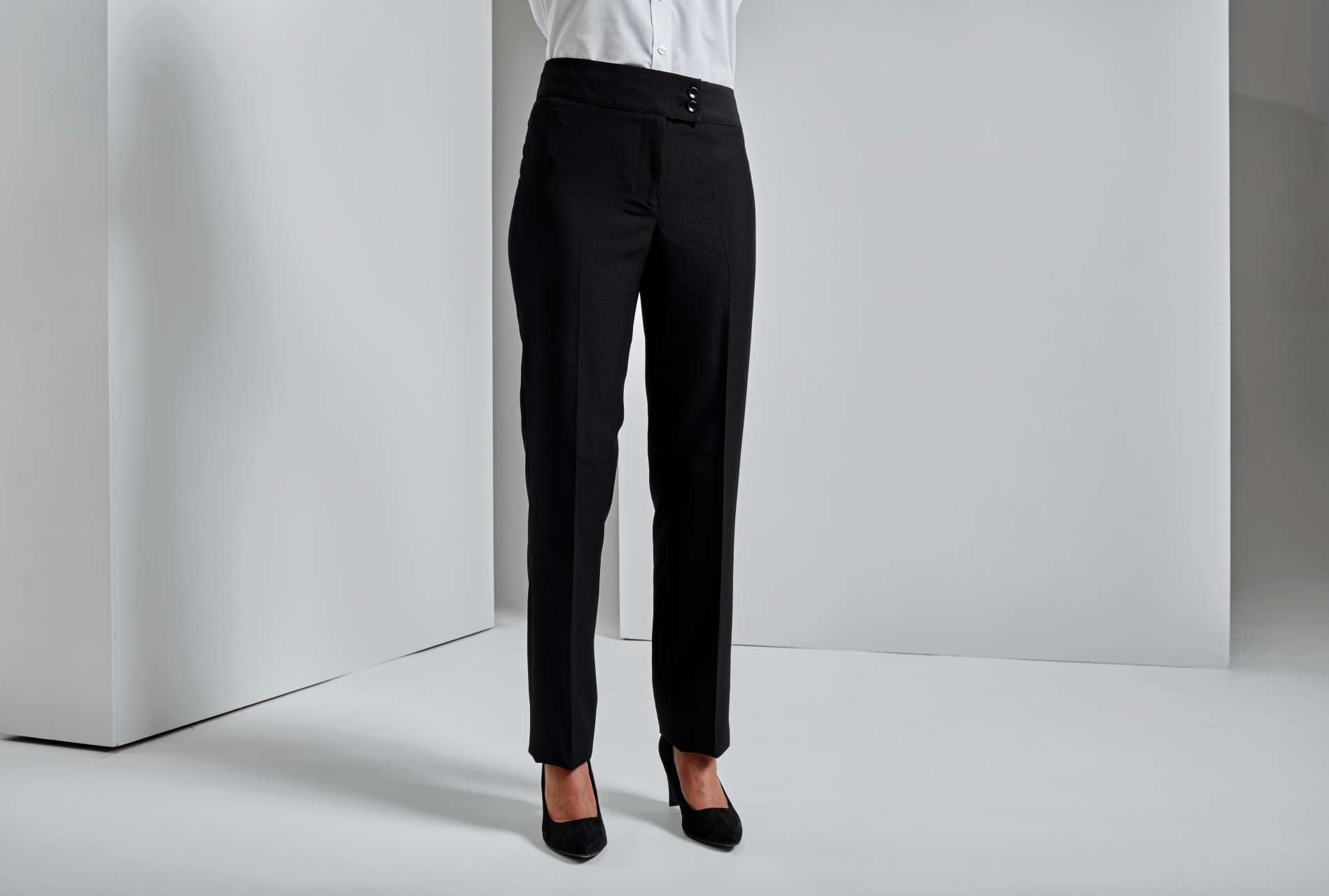 LADIES' 'IRIS' STRAIGHT LEG TROUSERS - Black - Additional