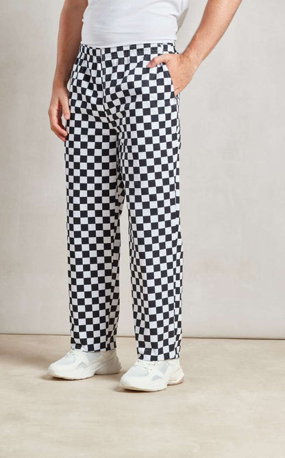 CHEF'S PULL-ON TROUSERS - Black/White Check - Additional