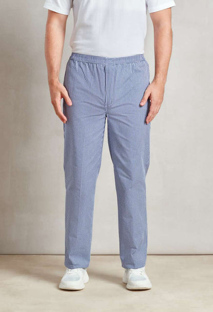 CHEF'S PULL-ON TROUSERS - Navy/White Check - Model