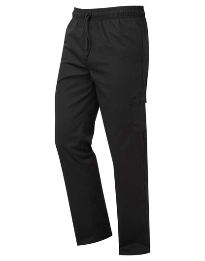 'ESSENTIAL' CHEF'S CARGO POCKET TROUSERS - Black - colorimageurl