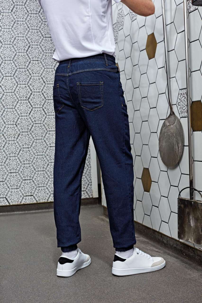 ŠÉFKUCHÁRSKE JOGGINGOVÉ NOHAVICE „ARTISAN“ – Indigo Denim