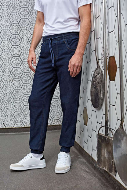 ŠÉFKUCHÁRSKE JOGGINGOVÉ NOHAVICE „ARTISAN“ – Indigo Denim