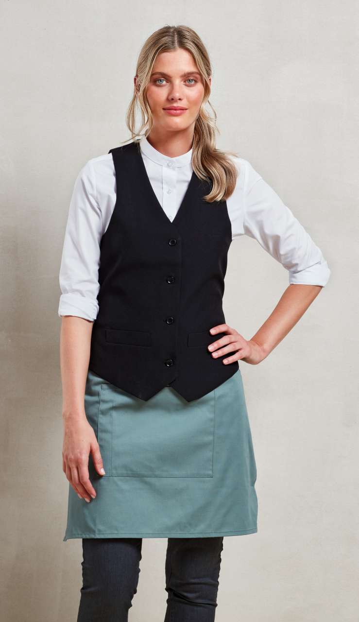 WOMEN'S LINED POLYESTER WAISTCOAT - Black - Model