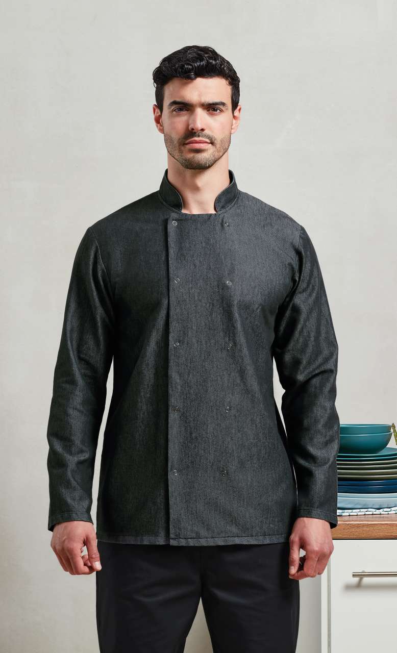 CHEF'S DENIM JACKET - Grey Denim - Model