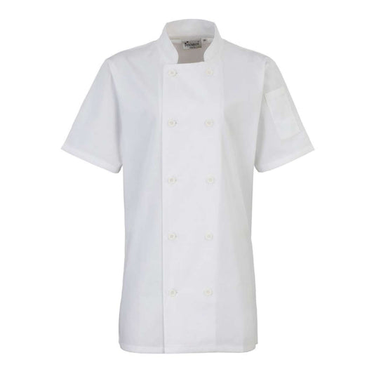 WOMEN'S SHORT SLEEVE CHEF'S JACKET - White - Main