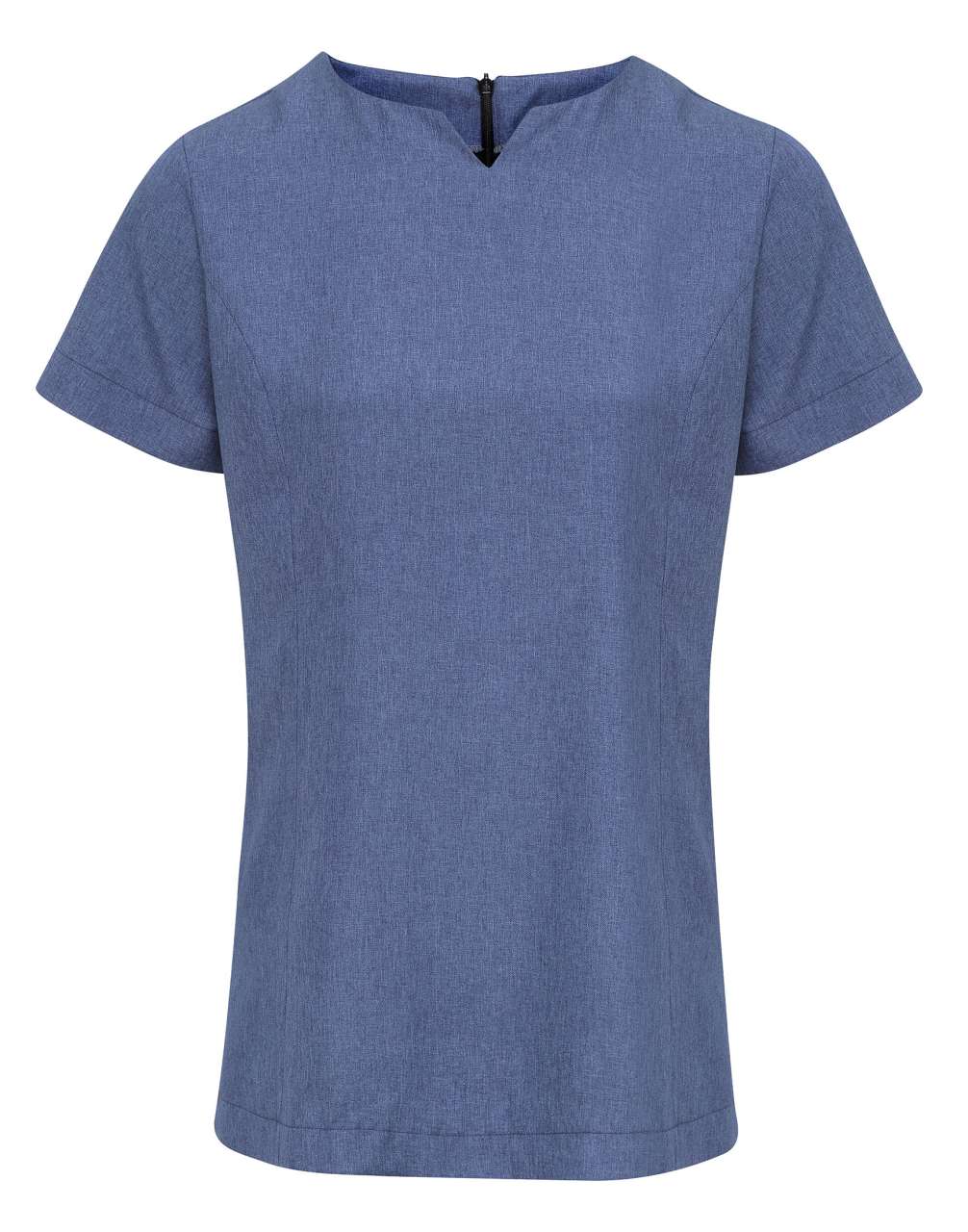 ‘VIOLA' LINEN-LOOK CUT NECK BEAUTY TUNIC - Blue Heather - colorimageurl