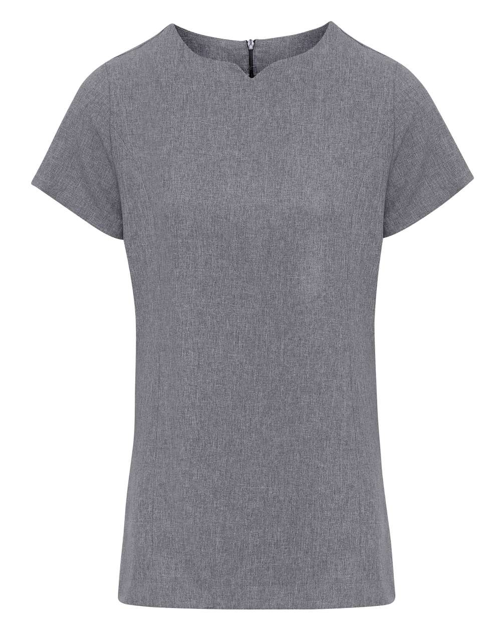 ‘VIOLA' LINEN-LOOK CUT NECK BEAUTY TUNIC - Grey Heather - colorimageurl