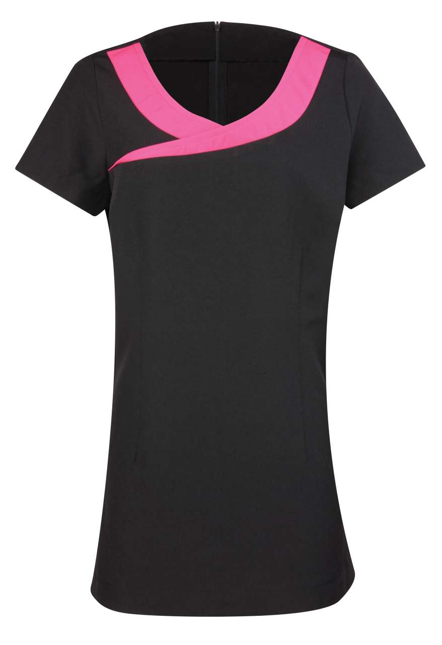 ‘IVY’ BEAUTY AND SPA TUNIC - Black/Hot Pink - Main