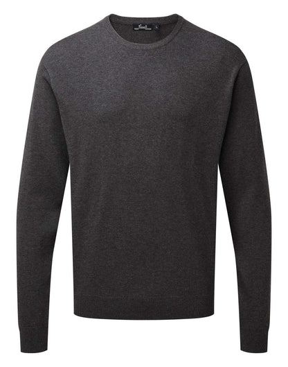 MEN'S CREW NECK COTTON RICH KNITTED SWEATER - Charcoal - colorimageurl