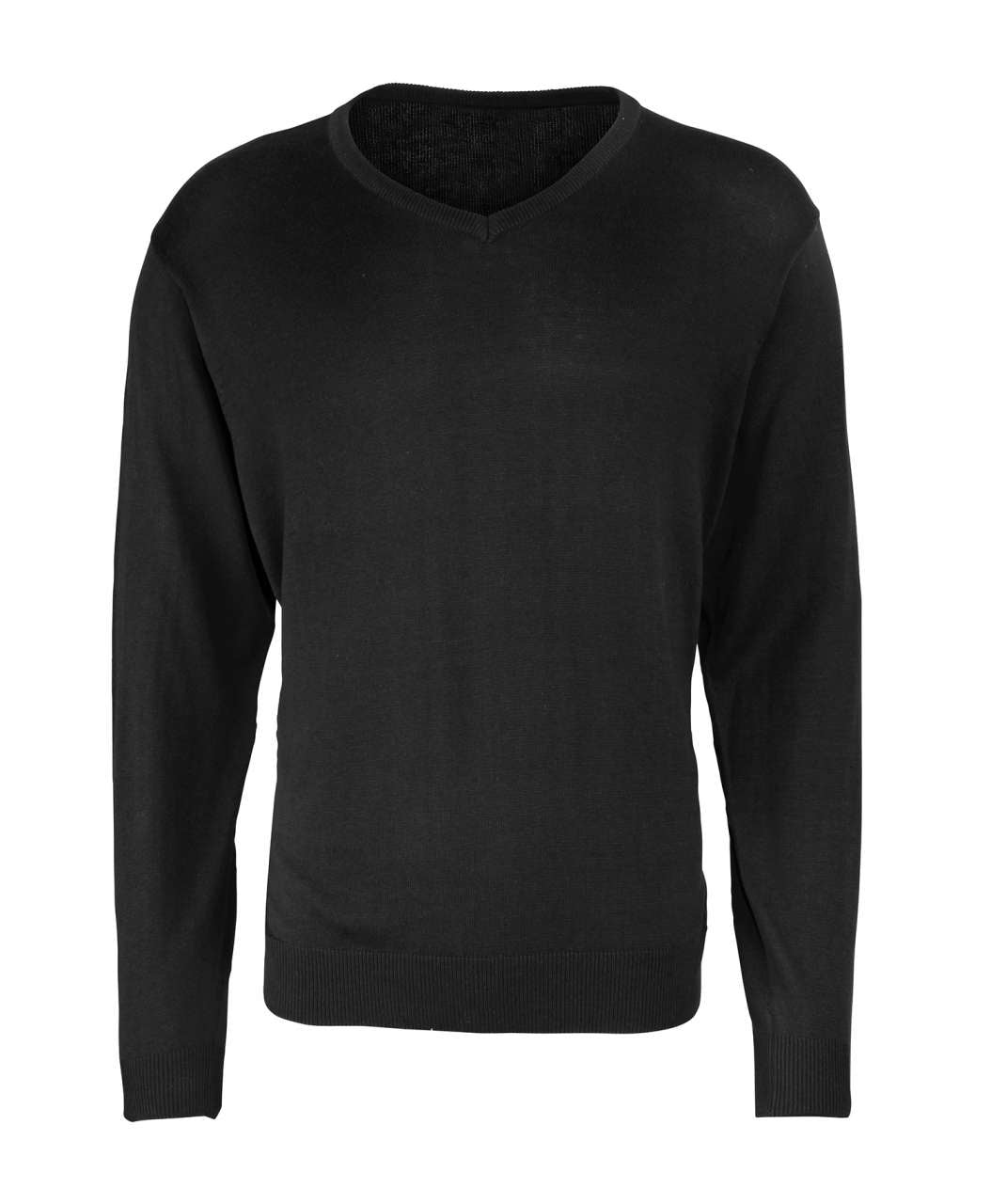 MEN'S KNITTED V-NECK SWEATER - Black - Main