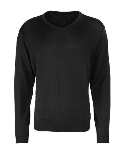 MEN'S KNITTED V-NECK SWEATER - Black - Main