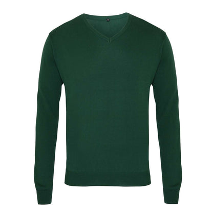 MEN'S KNITTED V-NECK SWEATER - Bottle - Main