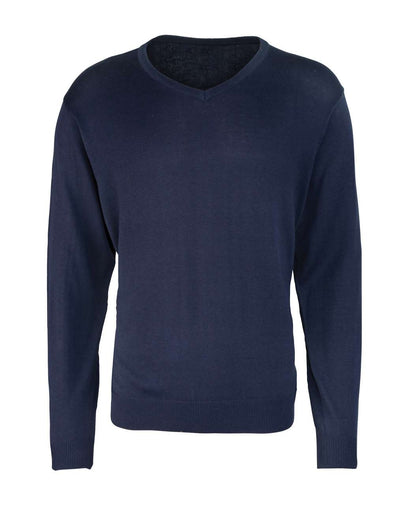MEN'S KNITTED V-NECK SWEATER - Navy - Main