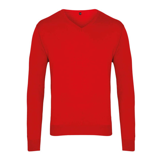 MEN'S KNITTED V-NECK SWEATER - Red - Main