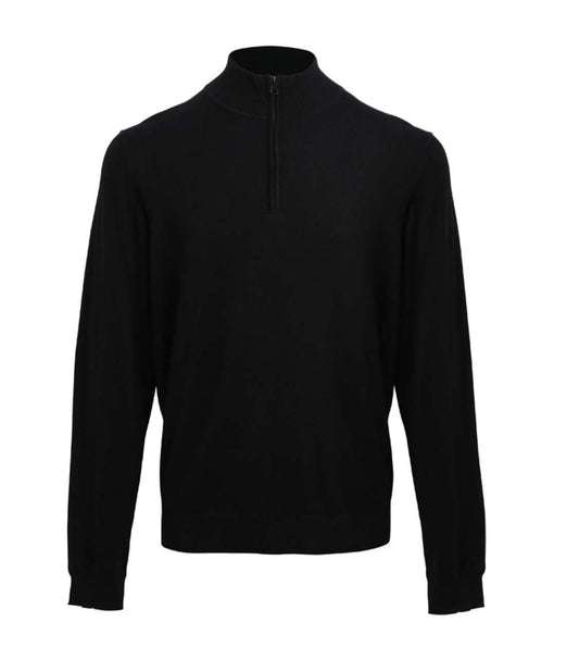 MEN'S QUARTER-ZIP KNITTED SWEATER - Black - Main