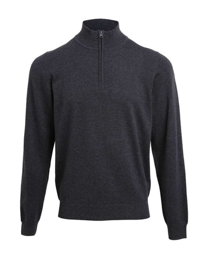 MEN'S QUARTER-ZIP KNITTED SWEATER - Charcoal - Main