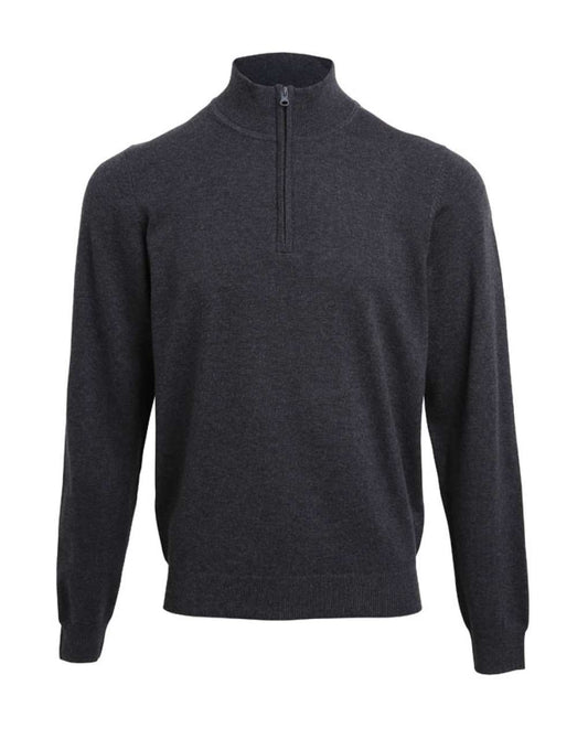 MEN'S QUARTER-ZIP KNITTED SWEATER - Charcoal - Main