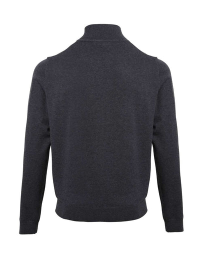 MEN'S QUARTER-ZIP KNITTED SWEATER - Charcoal - Additional