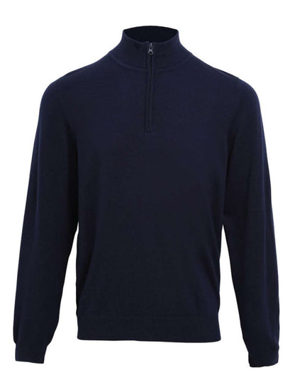 MEN'S QUARTER-ZIP KNITTED SWEATER - Navy - Main