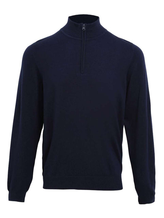MEN'S QUARTER-ZIP KNITTED SWEATER - Navy - Main