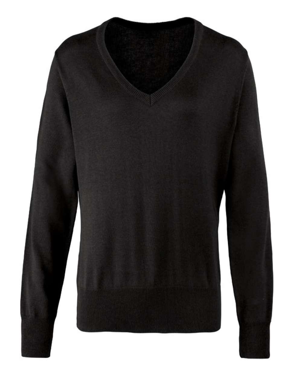 WOMEN'S KNITTED V-NECK SWEATER - Black - Main