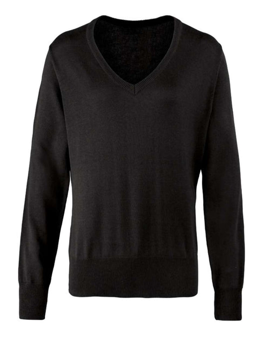 WOMEN'S KNITTED V-NECK SWEATER - Black - Main