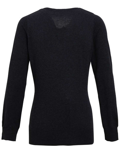WOMEN'S KNITTED V-NECK SWEATER - Charcoal - Additional