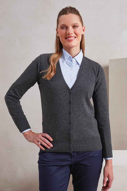WOMEN'S BUTTON-THROUGH KNITTED CARDIGAN - Charcoal - Main