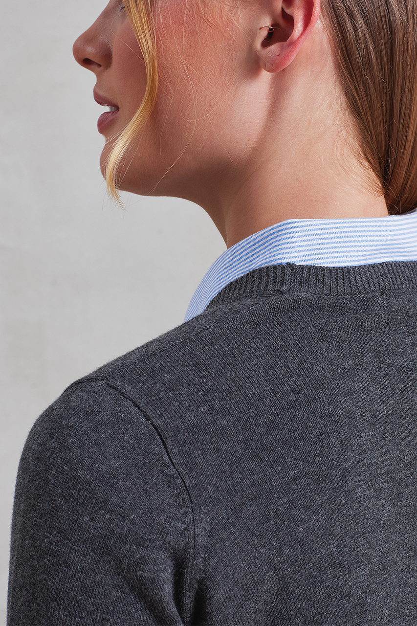 WOMEN'S BUTTON-THROUGH KNITTED CARDIGAN - Charcoal - Additional