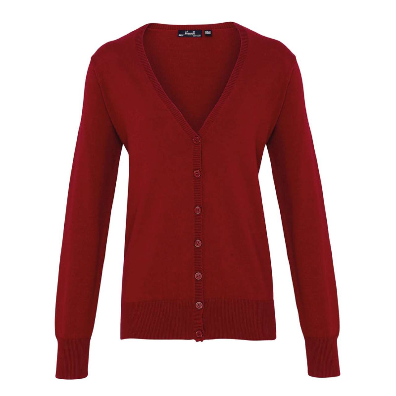 WOMEN'S BUTTON-THROUGH KNITTED CARDIGAN - Burgundy - Main